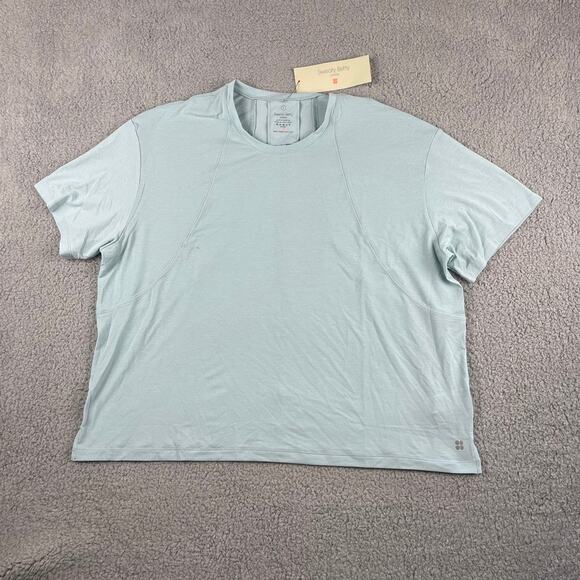 Sweaty Betty Women's Large Green Polyester Lyocell Elastane Short Sleeve Shirt - Picture 1 of 11